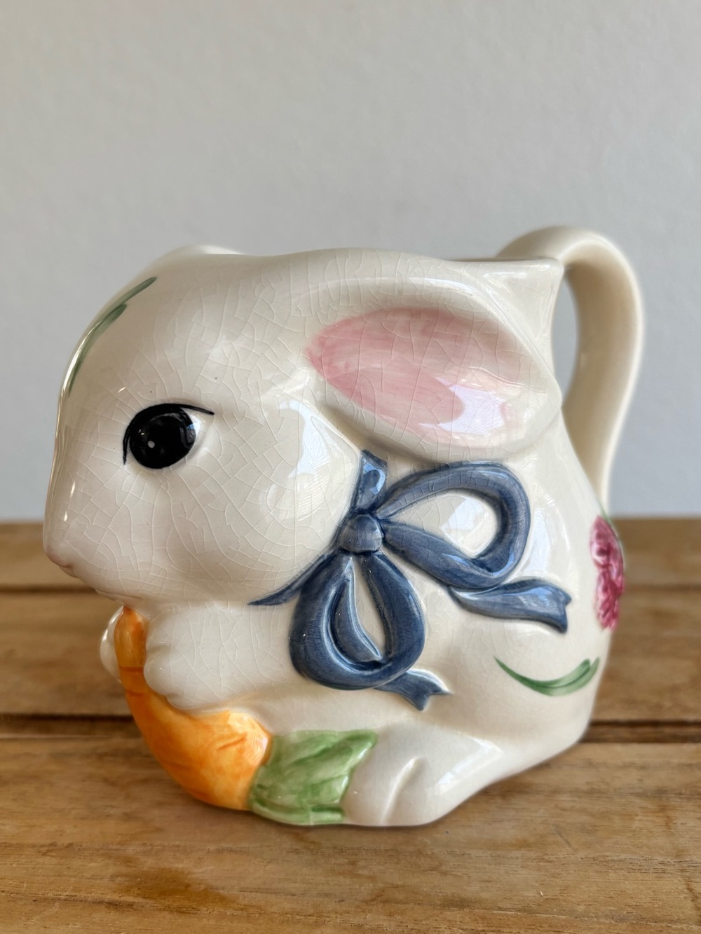 Vintage Lenox Poppies on Blue Barnyard Collection Bunny Rabbit Mug Easter Cup 4"